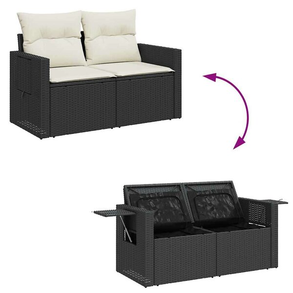 VidaXL Polyrattan Kerti Ülőgarnitúra - 6 részes - Fekete