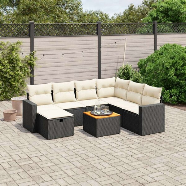 VidaXL Polyrattan Kerti Ülőgarnitúra - 8 részes - Fekete