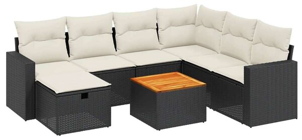 VidaXL Polyrattan Kerti Ülőgarnitúra - 8 részes - Fekete