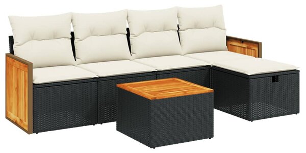 VidaXL Polyrattan Kerti Ülőgarnitúra - 6 részes - Fekete