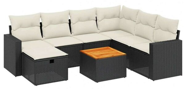 VidaXL Polyrattan Kerti Ülőgarnitúra - 8 részes - Fekete