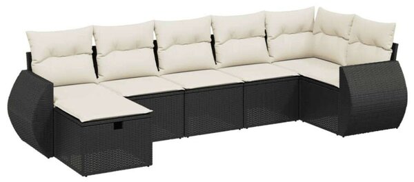 VidaXL Polyrattan Kerti Ülőgarnitúra - 7 részes - Fekete