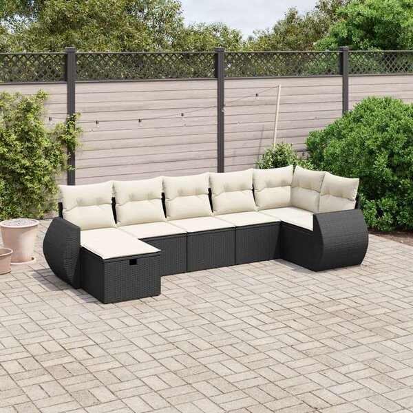VidaXL Polyrattan Kerti Ülőgarnitúra - 7 részes - Fekete