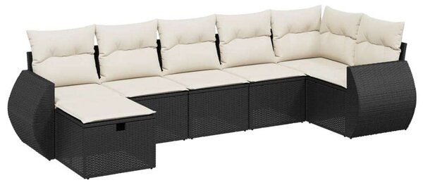 VidaXL Polyrattan Kerti Ülőgarnitúra - 7 részes - Fekete