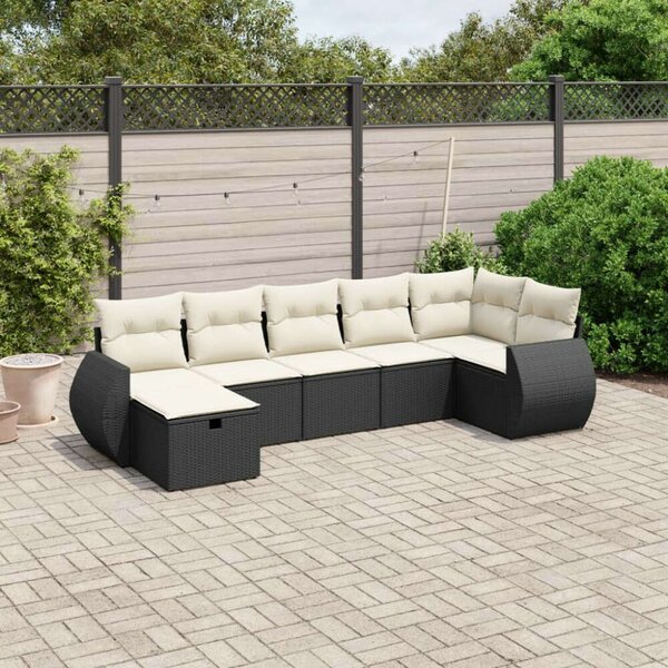 VidaXL Polyrattan Kerti Ülőgarnitúra - 7 részes - Fekete