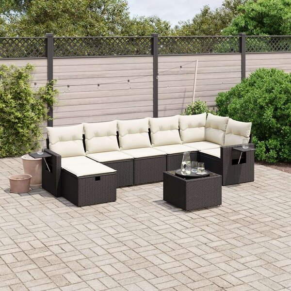 VidaXL Polyrattan Kerti Ülőgarnitúra - 8 részes - Fekete
