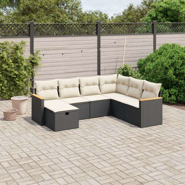 VidaXL Polyrattan Kerti Ülőgarnitúra - 7 részes - Fekete