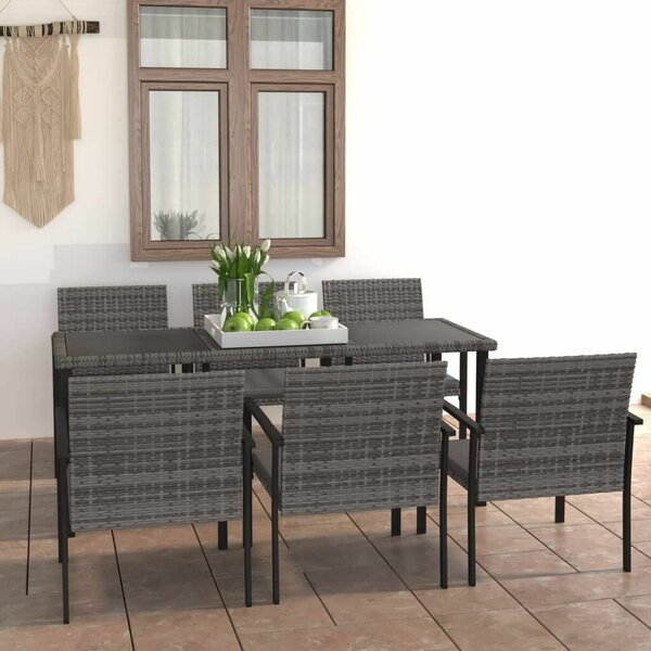 Polyrattan Kerti Étkezőgarnitúra - 7 részes - Szürke