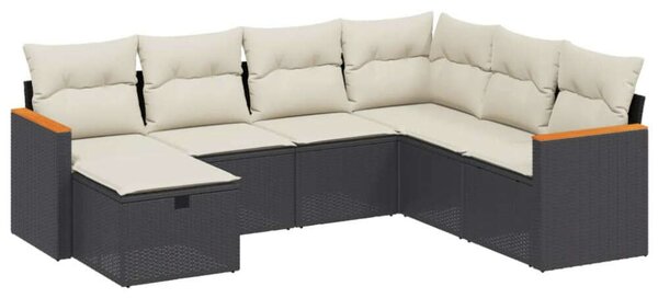 VidaXL Polyrattan Kerti Ülőgarnitúra - 7 részes - Fekete