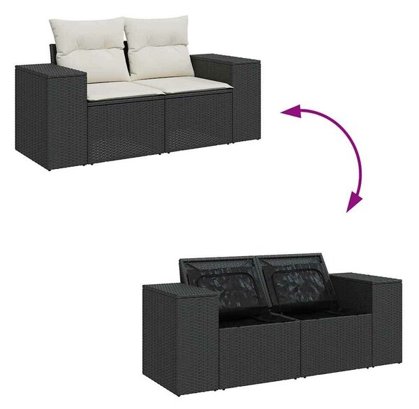 VidaXL Polyrattan Kerti Ülőgarnitúra - 6 részes - Fekete