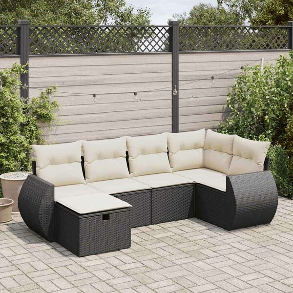 VidaXL Polyrattan Kerti Ülőgarnitúra - 6 részes - Fekete
