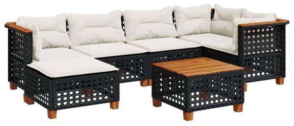 VidaXL Polyrattan Kerti Ülőgarnitúra - 7 részes - Fekete