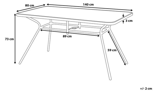 Kerti asztal LIVO 140 cm 80 cm Üveg Fekete