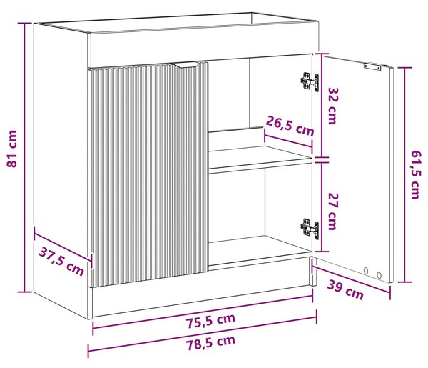 VidaXL Fürdőszobai Mosdó Alatti Szekrény Fehér 78,5 x 37,5 x 81 cm
