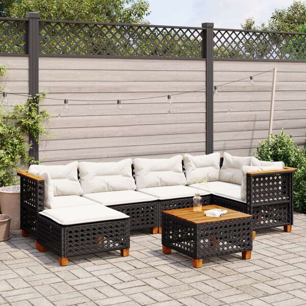 VidaXL Polyrattan Kerti Ülőgarnitúra - 7 részes - Fekete