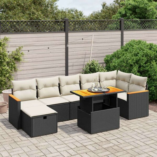 VidaXL 8 részes Polyrattan Kerti Ülőgarnitúra - Fekete