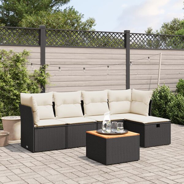 VidaXL Polyrattan Kerti Ülőgarnitúra - 6 részes - Fekete
