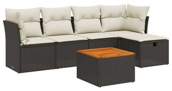 VidaXL Polyrattan Kerti Ülőgarnitúra - 6 részes - Fekete