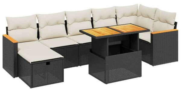 VidaXL 8 részes Polyrattan Kerti Ülőgarnitúra - Fekete