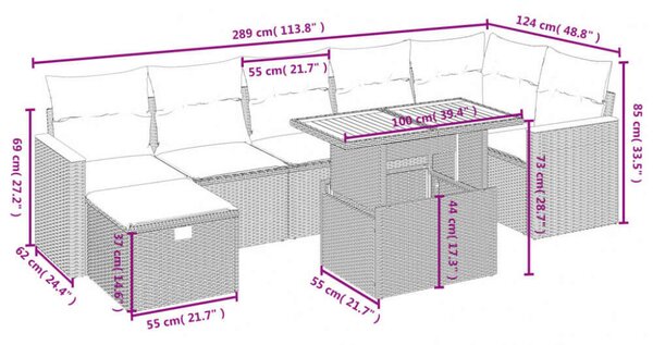VidaXL 8 részes Polyrattan Kerti Ülőgarnitúra - Fekete