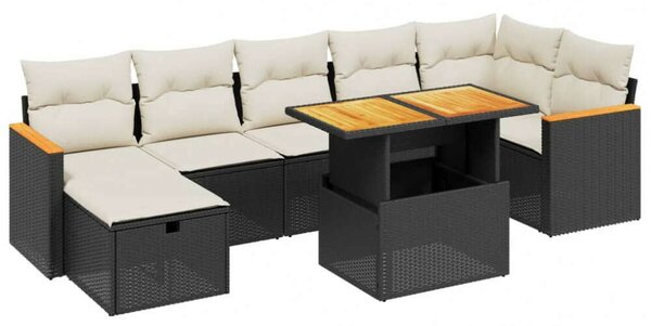 VidaXL 8 részes Polyrattan Kerti Ülőgarnitúra - Fekete