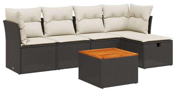 VidaXL Polyrattan Kerti Ülőgarnitúra - 6 részes - Fekete
