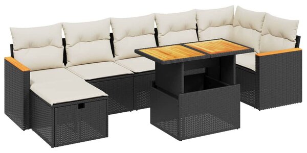 VidaXL 8 részes Polyrattan Kerti Ülőgarnitúra - Fekete