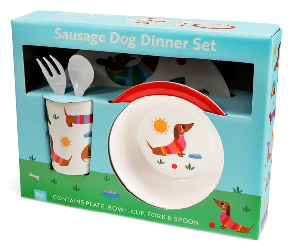 Gyerek étkészlet 5 db-os Sunny Sausage Dog – Rex London