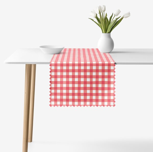 Goldea teflonbevonatú asztali futó - piros kockás 35x180 cm