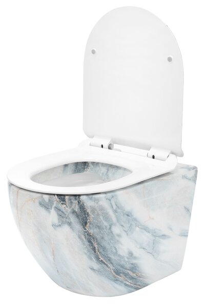 REA - Carlos Granit Shiny Rimless fali WC csésze ülőkével, kőutánzattal, REA-C8002