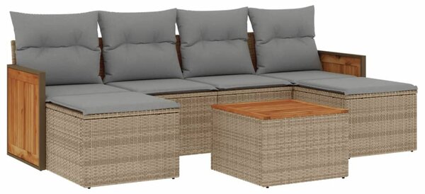 Polyrattan Kerti Ülőgarnitúra - 7 részes - Bézs