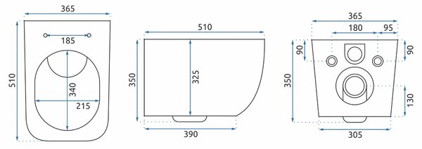 Rea Martin - falra akasztható WC csésze Rimless 51x37, lassan eső ülőfelülettel, fehér, REA-C8006