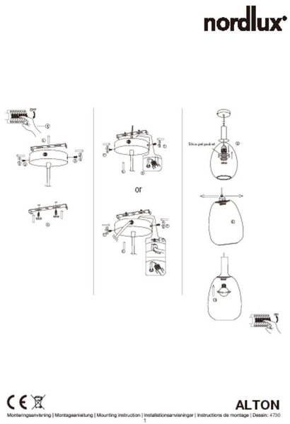 Nordlux modern függeszték alton 23 fekete füstös nor47303047