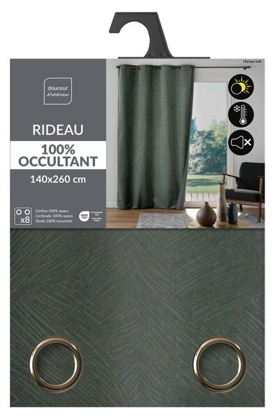 Khaki bársony függöny 140x260 cm Olympe – douceur d'intérieur