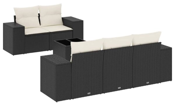 VidaXL Polyrattan Kerti Ülőgarnitúra - 6 részes - Fekete