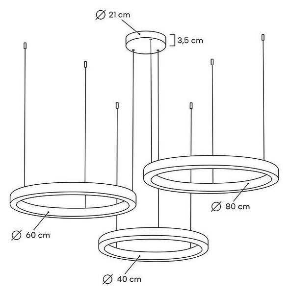 King Home Ring LED Függőlámpa Szett Arany Kaskád