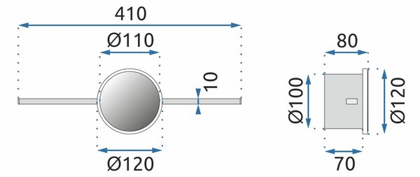 Fali LED LÁMPA APP848-1W TÜKÖR fölött 40CM ROUND Fekete