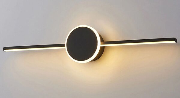 Fali LED LÁMPA APP848-1W TÜKÖR fölött 40CM ROUND Fekete