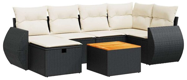 VidaXL Polyrattan Kerti Ülőgarnitúra - 7 részes - Fekete