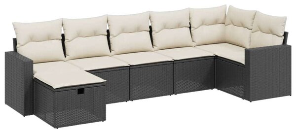 VidaXL Polyrattan Kerti Ülőgarnitúra - 7 részes - Fekete