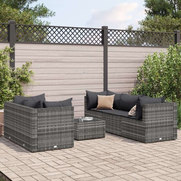 VidaXL Polyrattan Kerti Ülőgarnitúra - 6 részes - Szürke