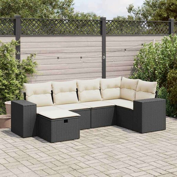 VidaXL Polyrattan Kerti Ülőgarnitúra - 6 részes - Fekete