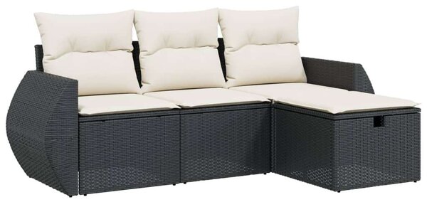 VidaXL Polyrattan Kerti Ülőgarnitúra - 4 részes - Fekete