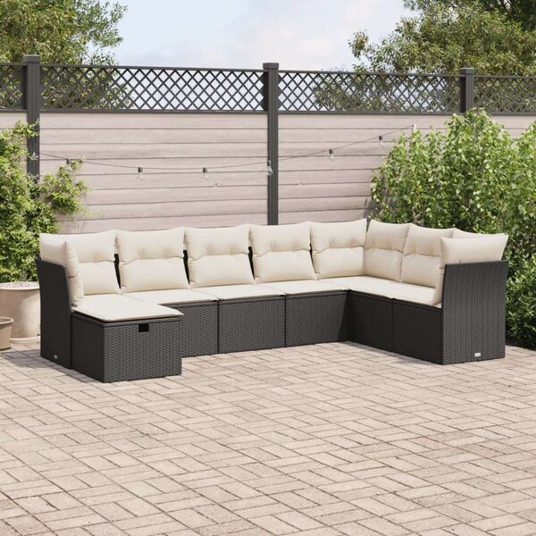 VidaXL Polyrattan Kerti Ülőgarnitúra - 8 részes - Fekete