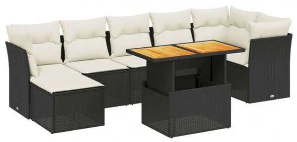VidaXL Polyrattan Kerti Ülőgarnitúra - 8 részes - Fekete