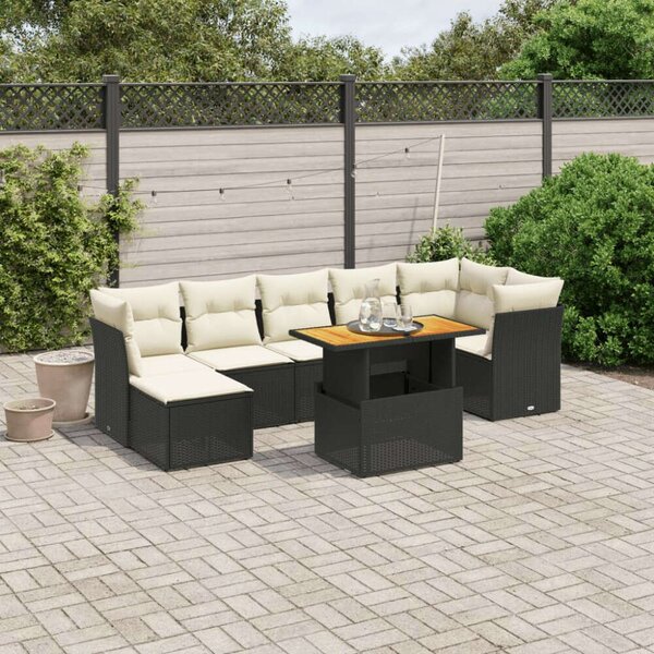 VidaXL Polyrattan Kerti Ülőgarnitúra - 8 részes - Fekete
