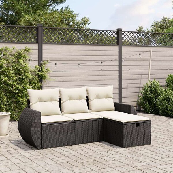 VidaXL Polyrattan Kerti Ülőgarnitúra - 4 részes - Fekete