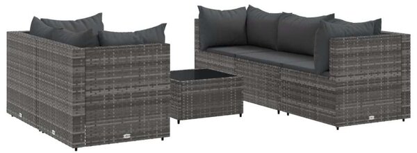 VidaXL Polyrattan Kerti Ülőgarnitúra - 6 részes - Szürke