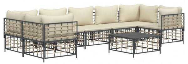 VidaXL Polyrattan Kerti Ülőgarnitúra - 8 részes - Antracit Szürke