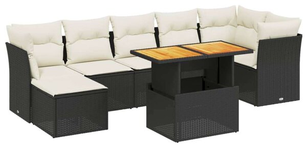 VidaXL Polyrattan Kerti Ülőgarnitúra - 8 részes - Fekete